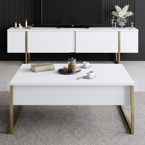 Consola TV Luxe Alb 180x30x50 cm - Img 4