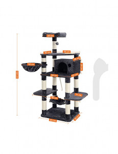 Copac pentru pisici, Feandrea, PCT99G, Gri, 164 cm - Img 4