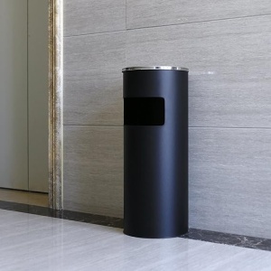 Cos de gunoi cu scrumiera Negru Songmics 60.5 x 24.5 cm - Img 2