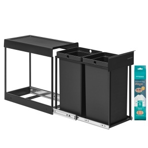 Cos de gunoi culisant Songmics Negru 48.6x25.6x44.0 cm - Img 2