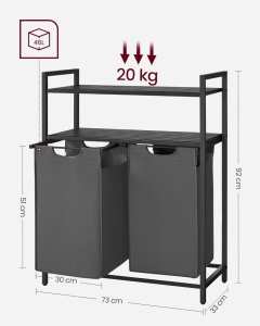 Cos de rufe, Vasagle, Negru-Gri, 73×33×92 cm - Img 6