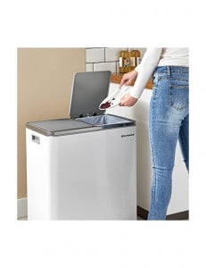 Cos pentru recilare dublu, Songmics, 2 x 30L, Alb, LTB60WT, 59 x 32 x 65 cm - Img 7