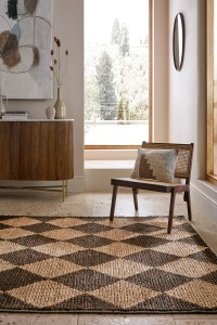 Covor Effie Diamond Jute Maro inchis 160x230 cm, Flair Rugs