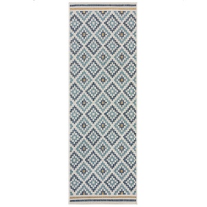 Covor traversa Zia Trellis Outdoor Albastru 80x230 cm, Flair Rugs - Img 5