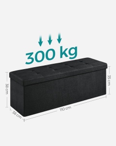 Cufar depozitare Negru Songmics 38 x 110 x 38 cm - Img 4