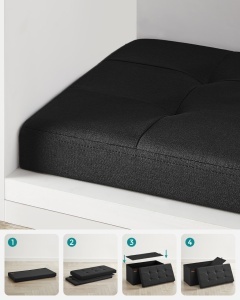 Cufar depozitare Otoman Negru Songmics 76x38x38 cm - Img 6