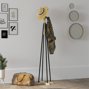 Cuier haine tip pom Myra culoarea neagra culoare lemn naturala D40x160cm - Img 2