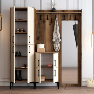 Cuier pentru Hol Berlin ABC - Walnut, Crem - Img 3