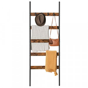 Cuier prosoape tip scara, Vasagle, Antic-Negru, 60x176 cm - Img 4