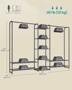 Cuier Songmics Negru 29x183x158.4 cm - Img 4