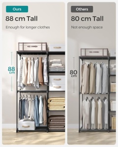 Cuier stander modular Negru Songmics 182x43x182 cm - Img 4
