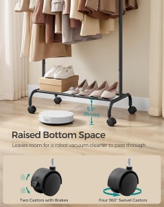 Cuier stander Negru Songmics 126x40x157 cm - Img 5
