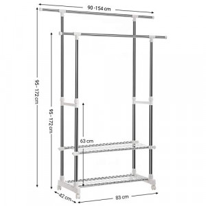 Cuier stender, Songmics, Alb, 85x(90-154 cm)x42x95-172 cm - Img 7