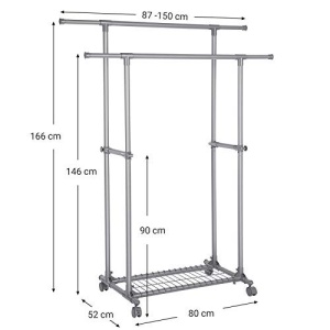 Cuier stender, Songmics, Gri, 87-150x52x166 - Img 4