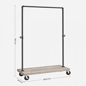 Cuier stender, Vasagle, Negru-Ivoar, 160x104.5x40 cm - Img 5