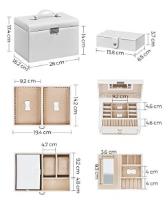 Cutie bijuterii, Songmics, Alb, 26x18x17 cm - Img 7