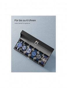 Cutie pentru ceasuri, Songmics, capacitate 6, JWB06BK, Gri - Img 5