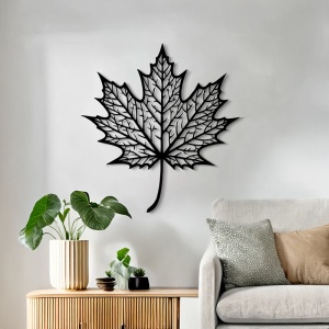 Decoratiune de perete din metal, Flowy, Negru, 0.2x40x40 cm - Img 2