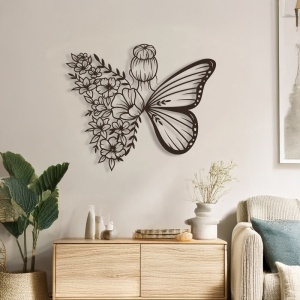 Decoratiune de perete din metal, Terfia, Negru, 0.2x60x60 cm - Img 2