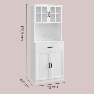 Dulap bucatarie cu vitrina, Helan-old, Vasagle, Alb, 73x41.5x179.8 cm - Img 2