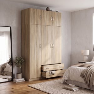 Dulap cu 3 usi Alvia, Sonoma, 150x51x240 cm - Img 2