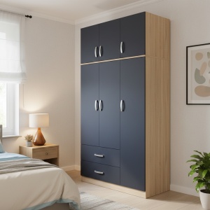 Dulap cu 3 usi, Athos, Gri inchis, 90x42x240 cm