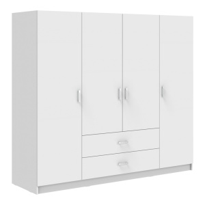 Dulap cu 4 usi, Royal, Alb, 200x58x177 cm