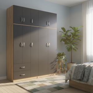 Dulap cu 5 usi, Athos I, V23, Antracit, 170x42x240 cm