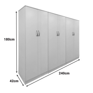 Dulap cu 6 usi, Athos II, V2, Alb, 240x42x180 cm - Img 4