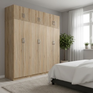 Dulap cu 6 usi, Athos II, V7, Stejar, 240x42x240 cm