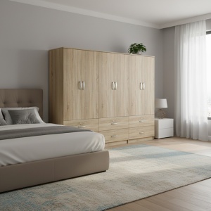 Dulap cu 6 usi, Athos, V23, Sonoma, 240x42x180 cm