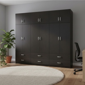 Dulap cu 6 usi, Athos, V24, Wenge, 240x42x240 cm