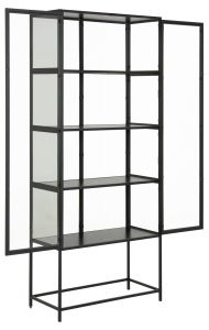Dulap cu vitrina Seaford, Negru, 185.6x77x35 cm - Img 4