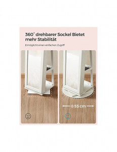 Dulap de bijuterii cu blocare, Songmics, Oglinda, JBC62W, 38 x 161 x 38 cm - Img 5