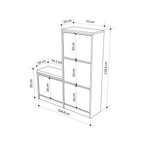 Dulap de pantofi cu banca Dude Alb 105x118.5x26 cm - Img 6