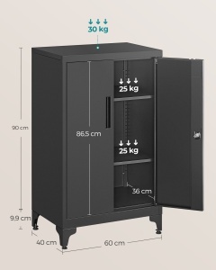Dulap depozitare din metal Songmics, Berend, Negru, 60.1x40.2x99 cm - Img 6