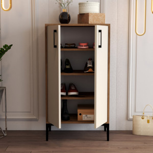Dulap Pantofi Prag - Walnut, Crem - Img 3