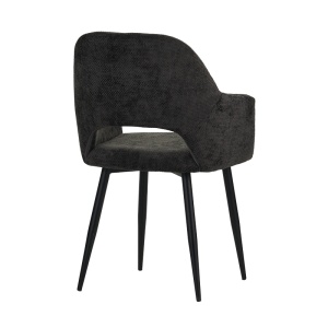 Fotoliu Factols material textil negru si picioare din metal negru 53x61x84 cm - Img 2