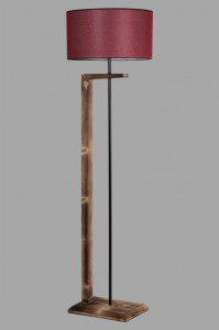 Lampadar Menekşe Yanık Ahşap Lambader Silindir Hasır Bordo Abajurlu Maro/Rosu Bordo - Img 2