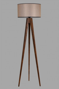 Lampadar Tripod Ceviz Lambader Silindir Koyu Hasır Abajurlu Nuc - Img 3