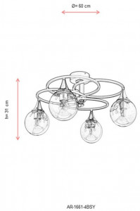 Lustra AR-1661-4BSY Negru/Bronz - Img 3