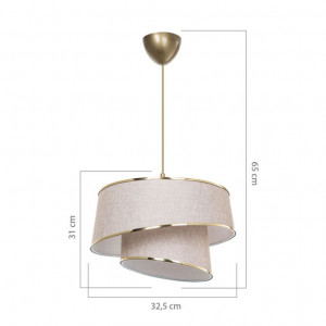 Lustra cu o singura lumina PWL-1127, E27 bej-maro-auriu, 32,5x65 cm - Img 3
