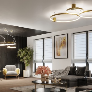 Lustra suspendata LED Rio Auriu lucios 3000K 78x78x150 cm - Img 12