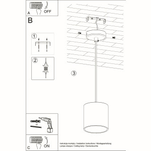 Lustra suspendata Orbis Alb 10x10x110 cm - Img 6