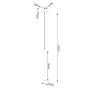 Lustra suspendata Pastelo din beton Gri 3.5x3.5x120 cm - Img 5