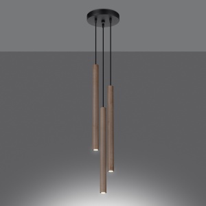 Lustra suspendata Pastelo din lemn, Natural 19.5x19.5x115 cm - Img 3