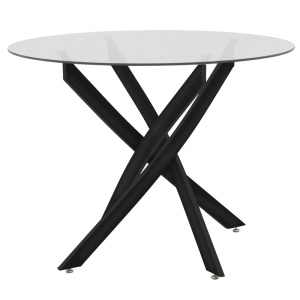 Masa Antoro din sticla cu picioare din metal negru 100x100x75 cm - Img 2