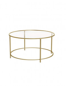 Masa de cafea, Vasagle, Sticla securizata, 84 x 84 x 45 cm, LGT21G, Galben