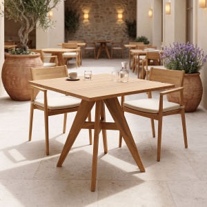 Masa dining Cadrada, Natural, 80x80x76 cm