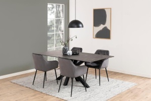 Masa dining Heaven, Negru, 75.5x200x100 cm